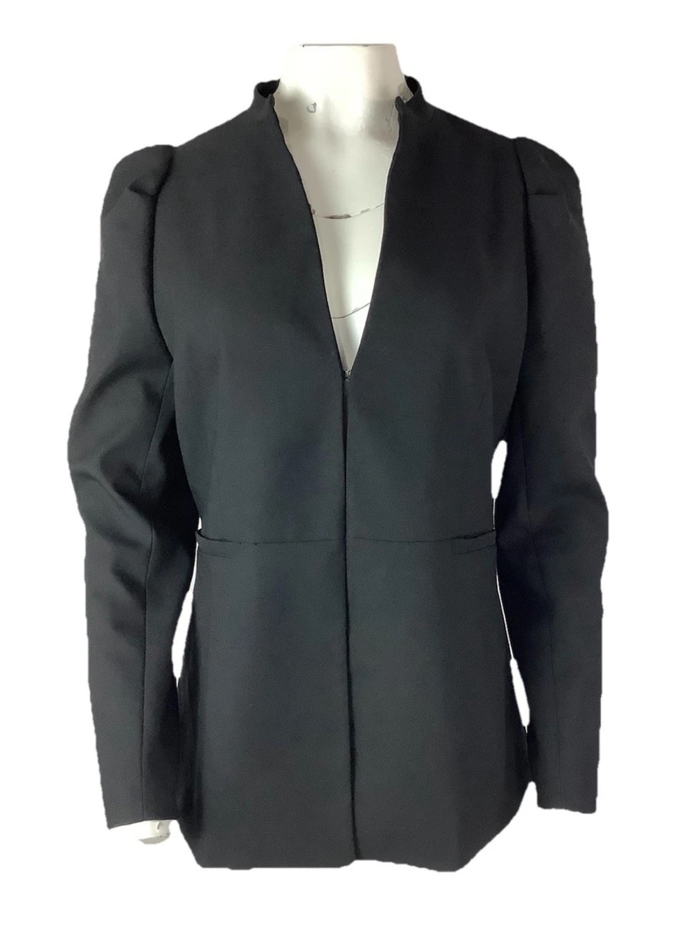 Halogen Sz 4 Clasp Front Puff Sleeve Modern Look Business Office Blazer Black